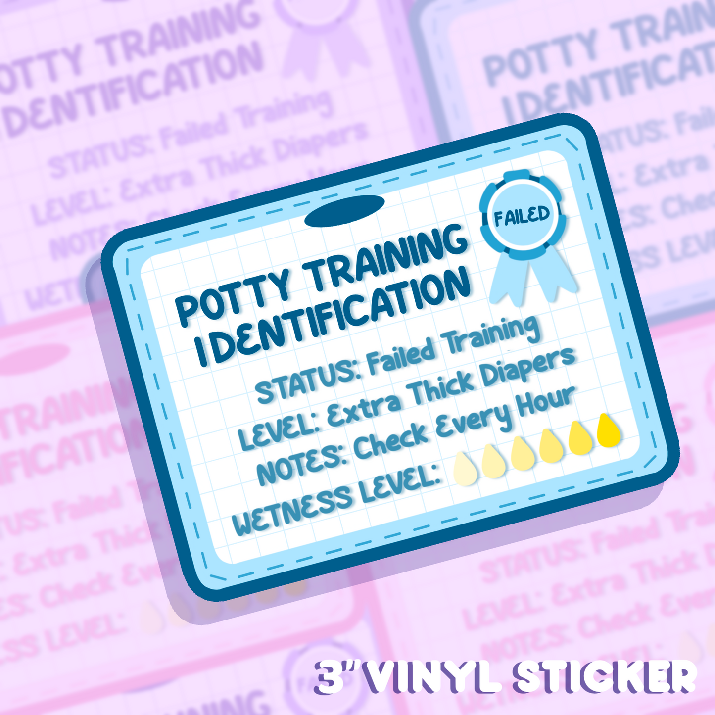 POTTY TRAINING ID CARD VINYL STICKER