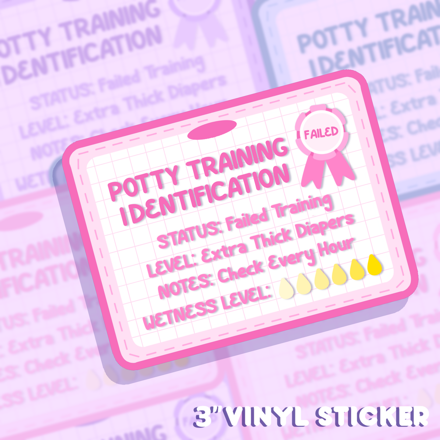 POTTY TRAINING ID CARD VINYL STICKER