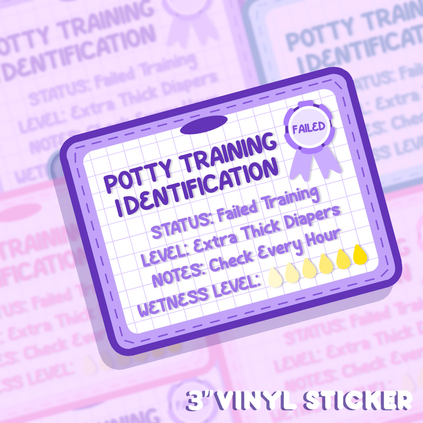 POTTY TRAINING ID CARD VINYL STICKER