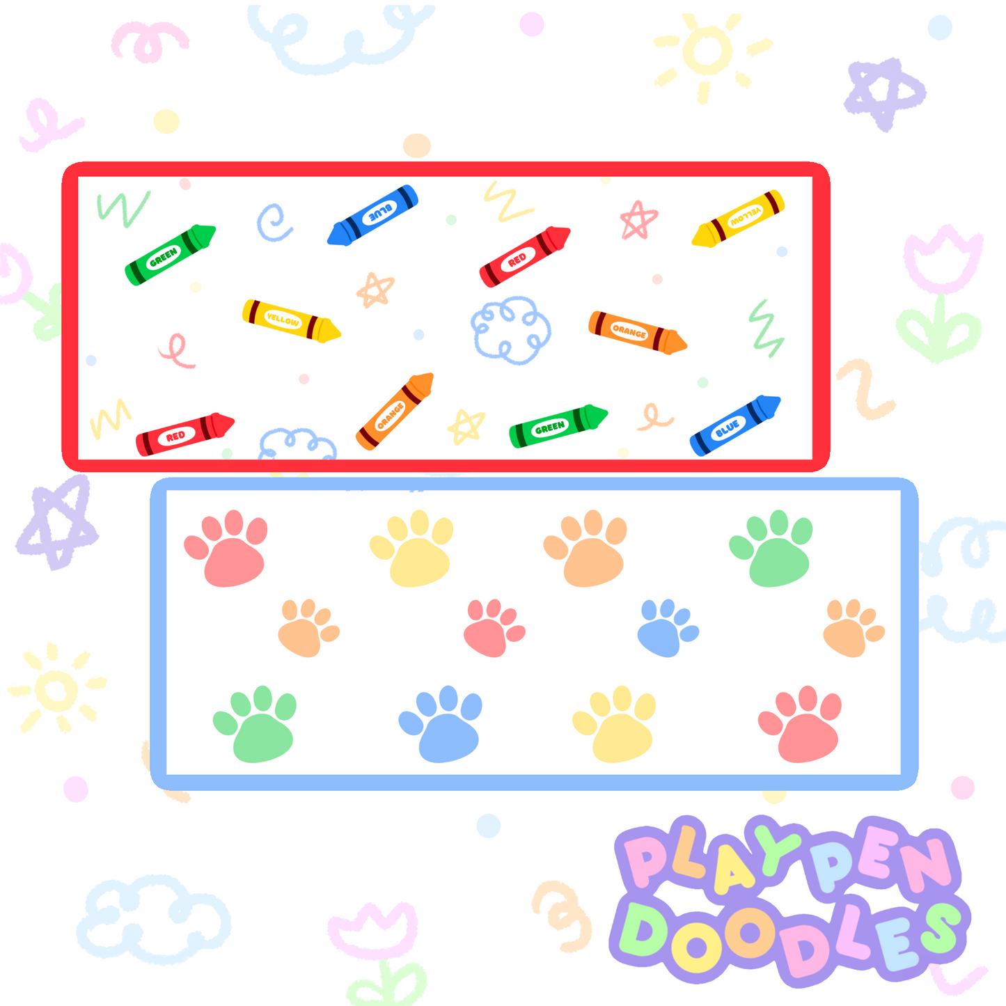 DIAPER STICKERS - RAINBOW PAWS SET