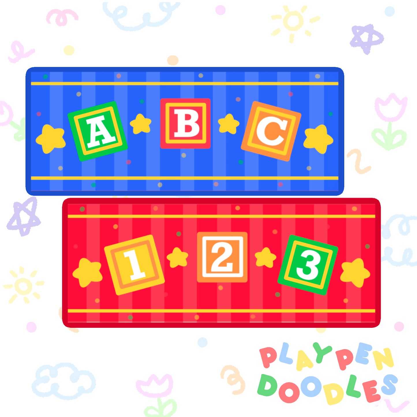 DIAPER STICKERS - PRIMARY ABC SET