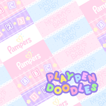 DIAPER STICKERS - PASTEL ABC SET