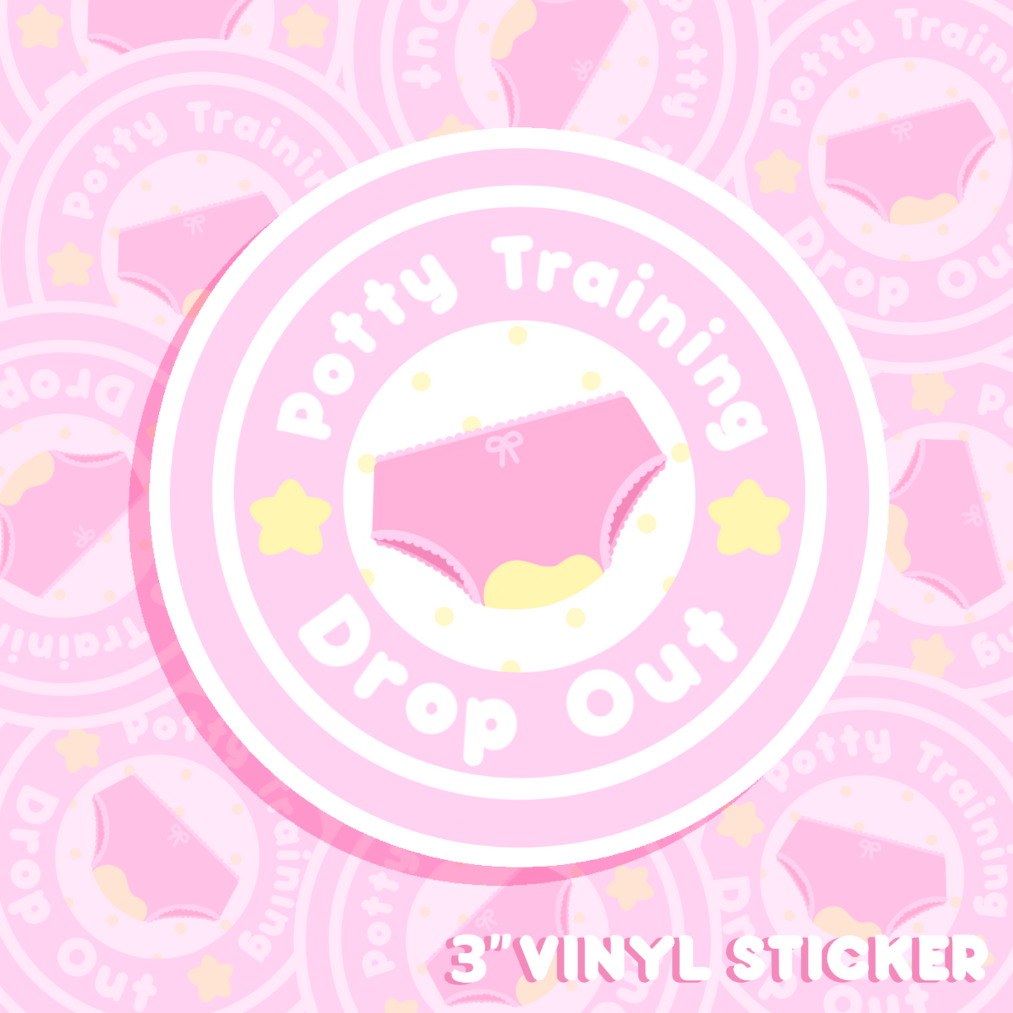 PINK POTTY TRAINING DROP OUT VINYL STICKER