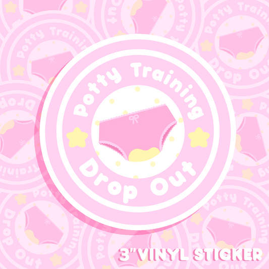 PINK POTTY TRAINING DROP OUT VINYL STICKER